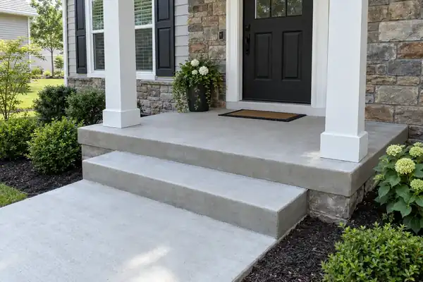 New concrete porch slab and front steps